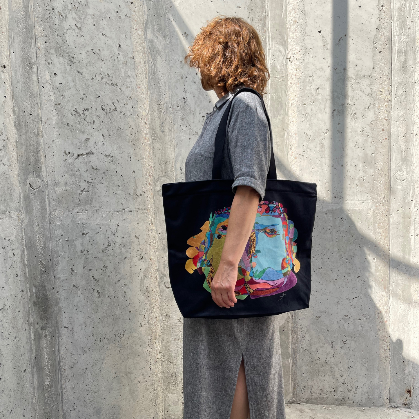 Tote bag stiliaus rankinė „Garbanotoji fauna”