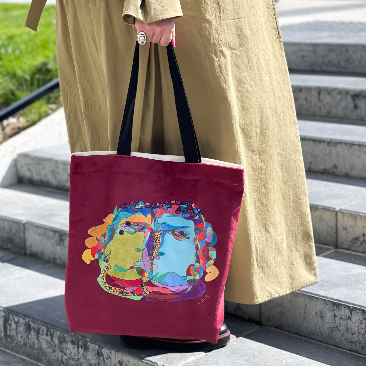 Tote bag stiliaus rankinė „Garbanotoji fauna”
