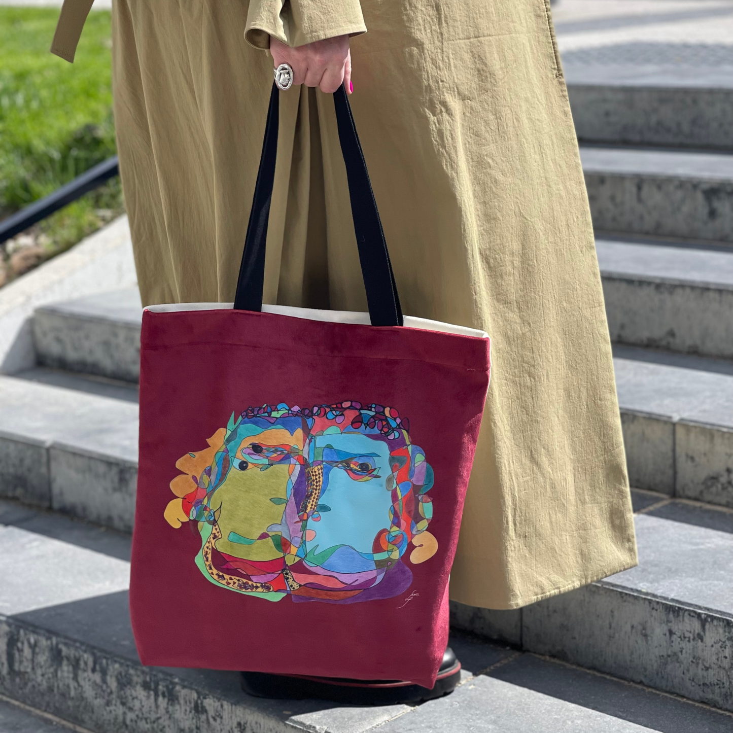Tote bag stiliaus rankinė „Garbanotoji fauna”